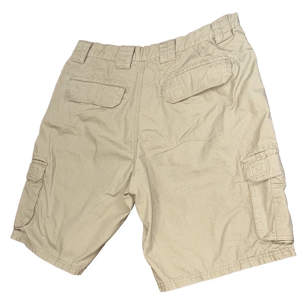 Schmidt Men's 38 Work Wear‎ Shorts Cargo Tan Khaki Rip Stop Grunge Gorpcore Y2K